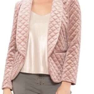 Women's Quilted Pink Velvet Blazer Jacket Size L NWT